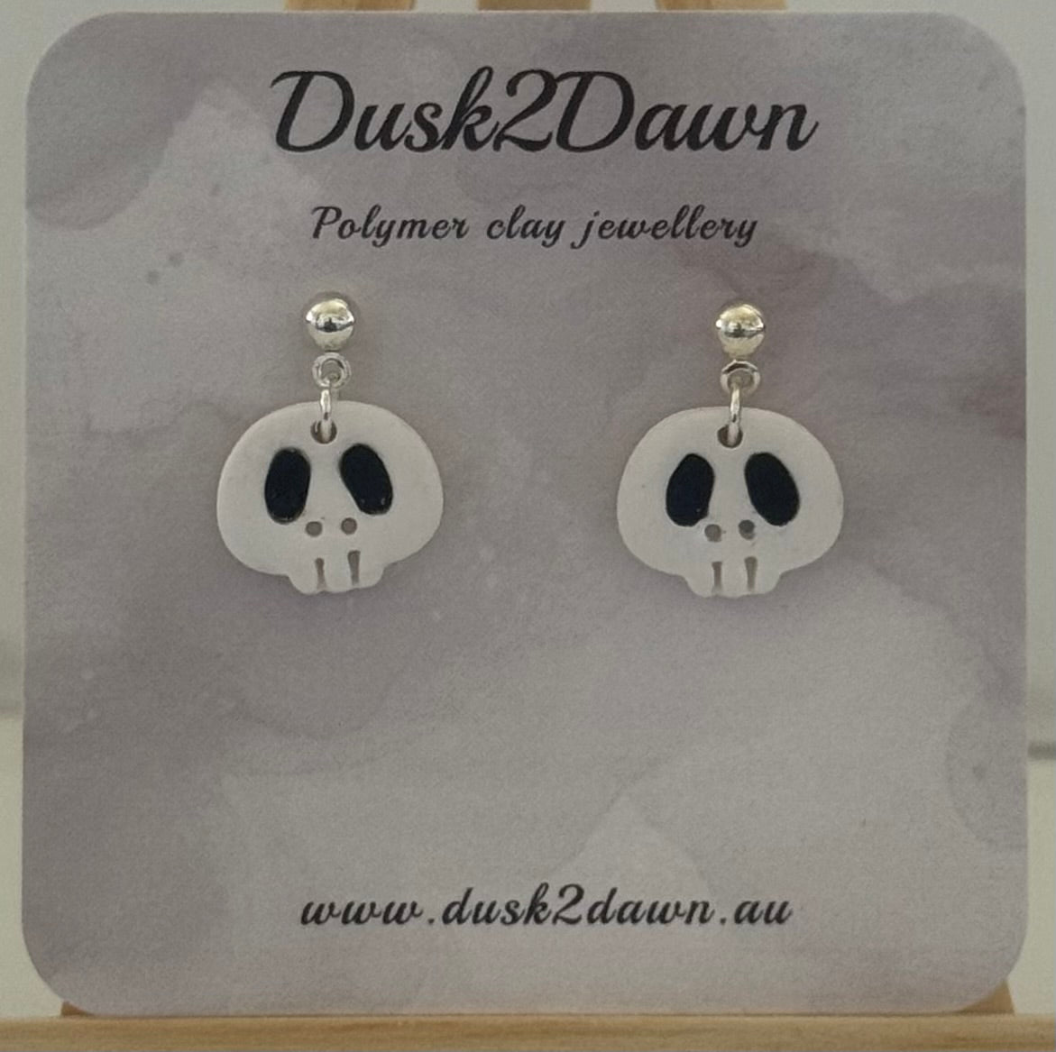 Petite white skull silver studded dangles- the Halloween collection