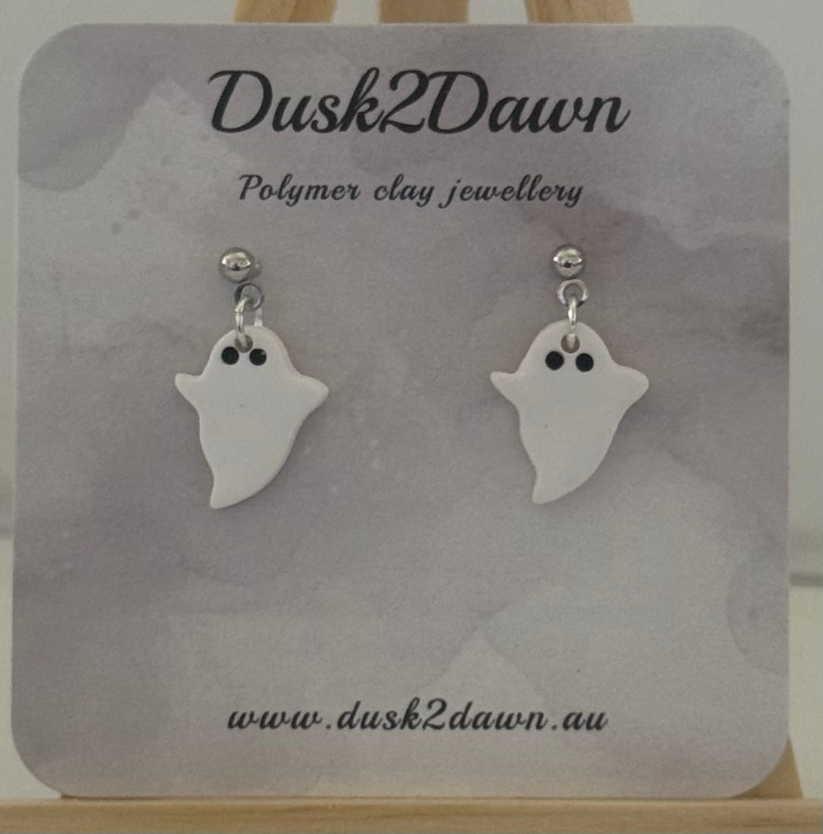 Petite white ghost studded dangles- the Halloween collection