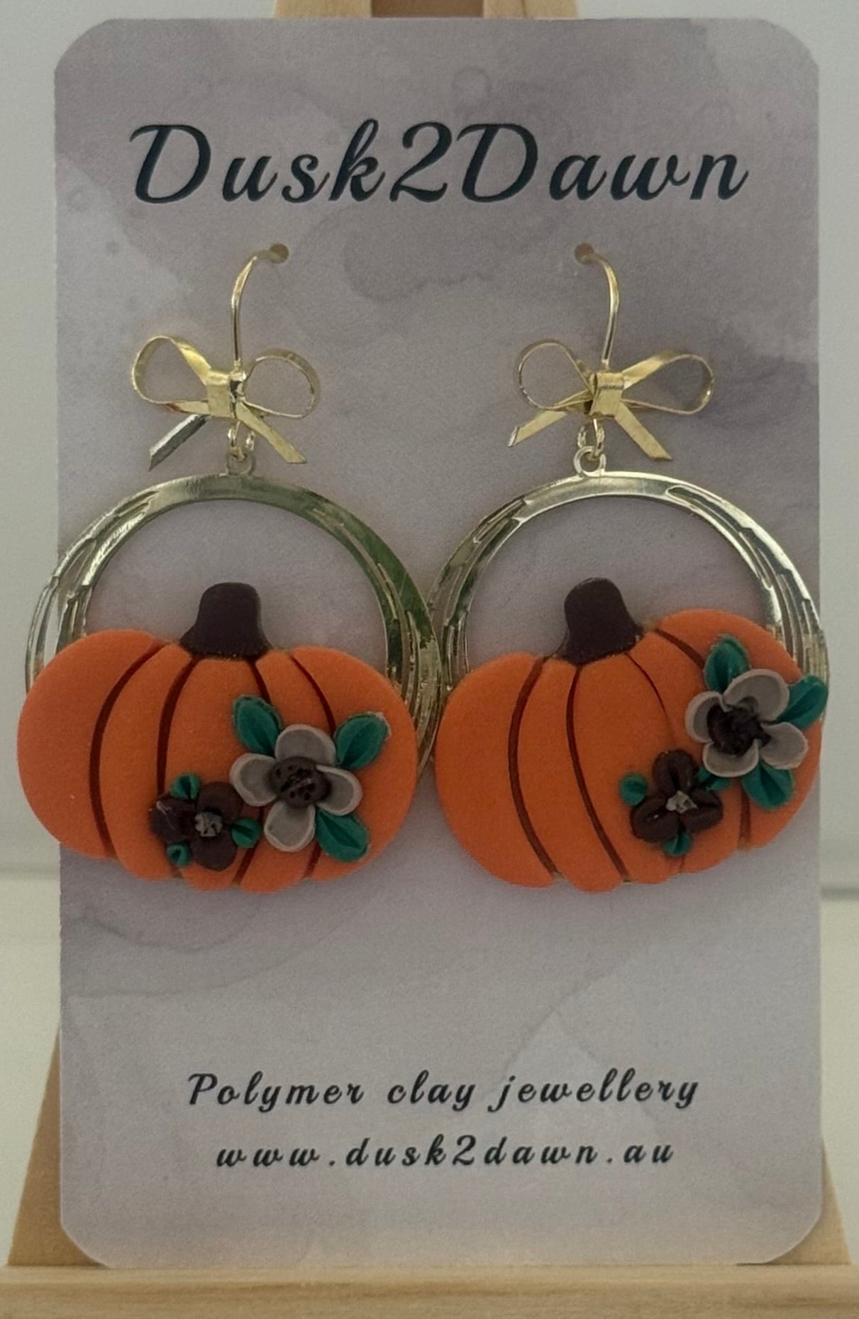 Pumpkin gold hooked dangles- the Halloween collection