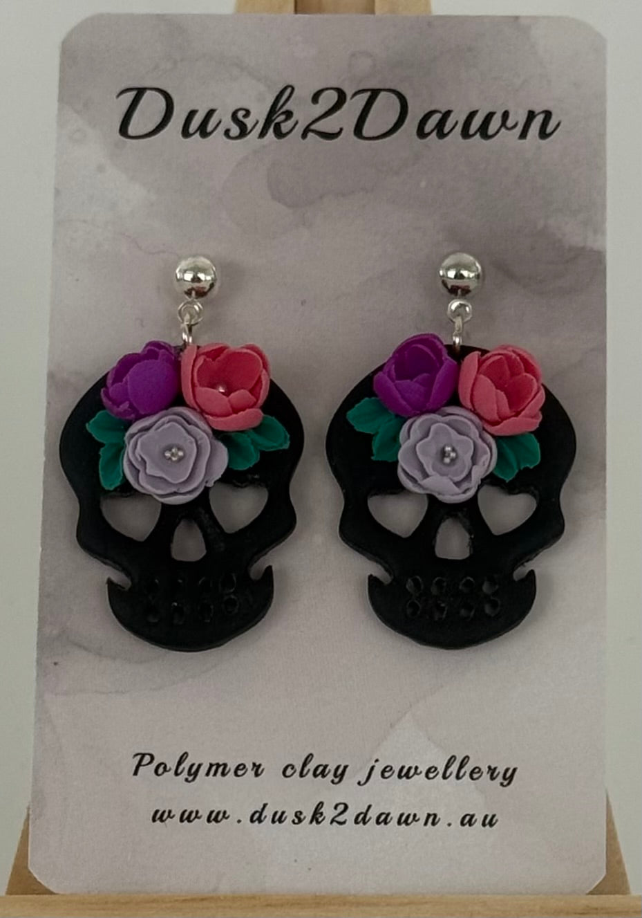 Skull floral studded dangles- the Halloween collection