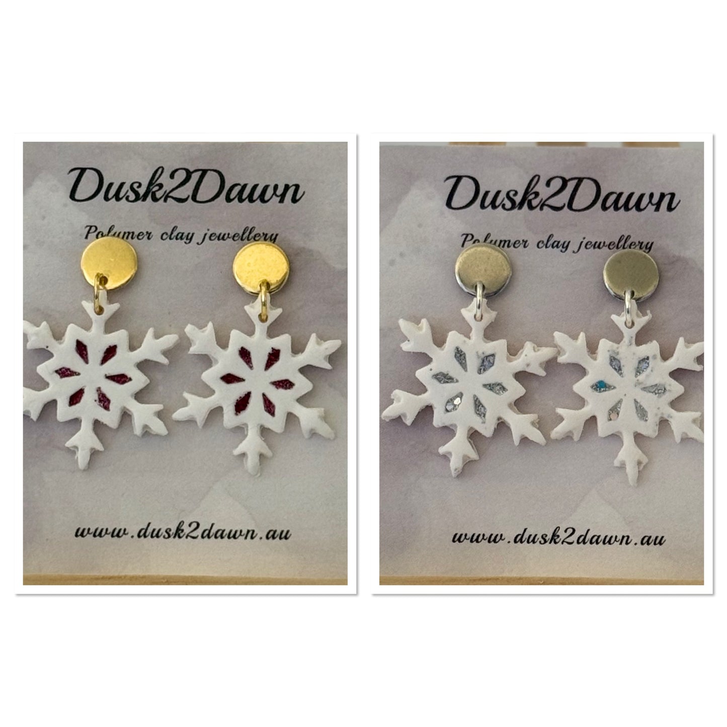 Christmas glitter snow flake studded dangles- The Christmas Collection