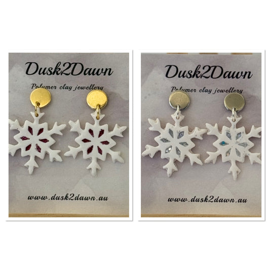 Christmas glitter snow flake studded dangles- The Christmas Collection