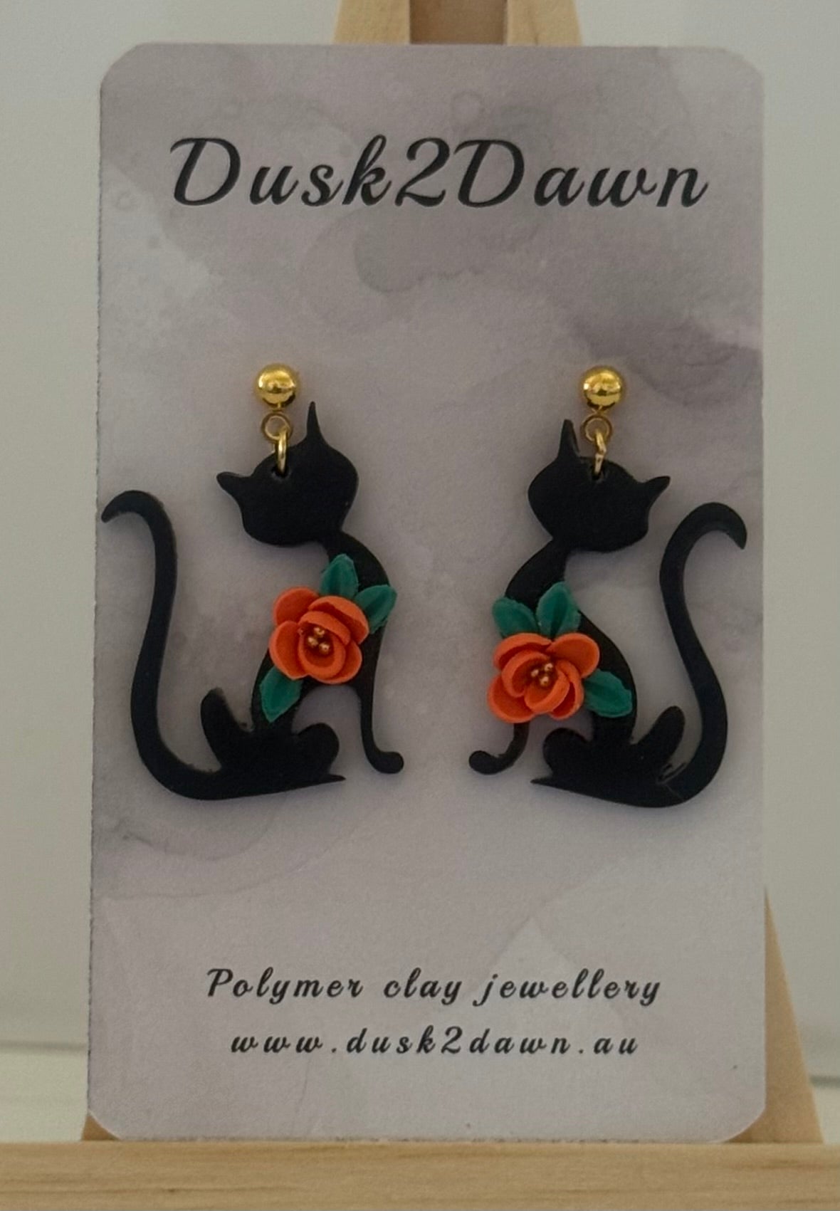 Cat gold studded dangles- the Halloween collection