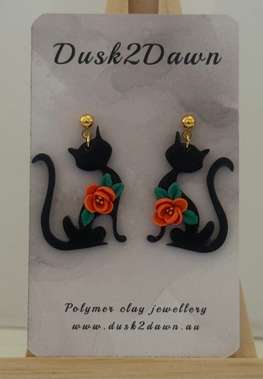 Cat gold studded dangles- the Halloween collection