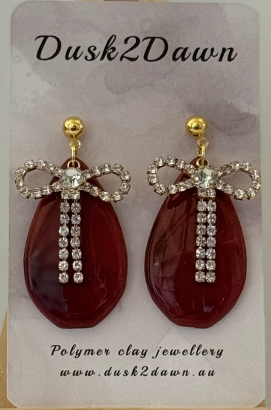 Dark red Christmas  gold studded bauble- The Christmas collection