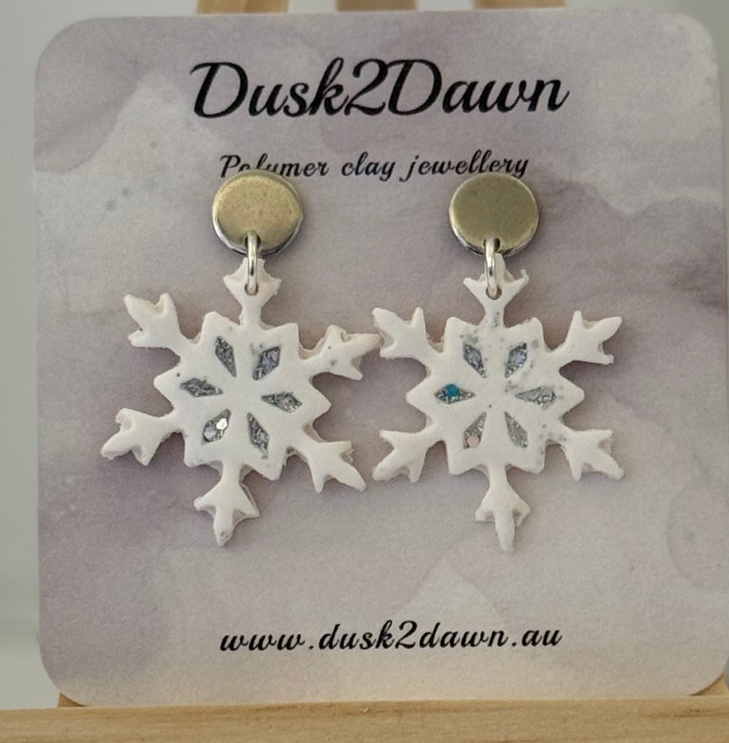 Christmas glitter snow flake studded dangles- The Christmas Collection